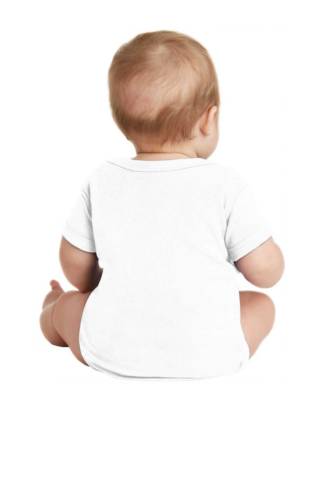 Rabbit Skins 4400 Infant Short Sleeve Baby Rib Bodysuit - White - HIT a Double