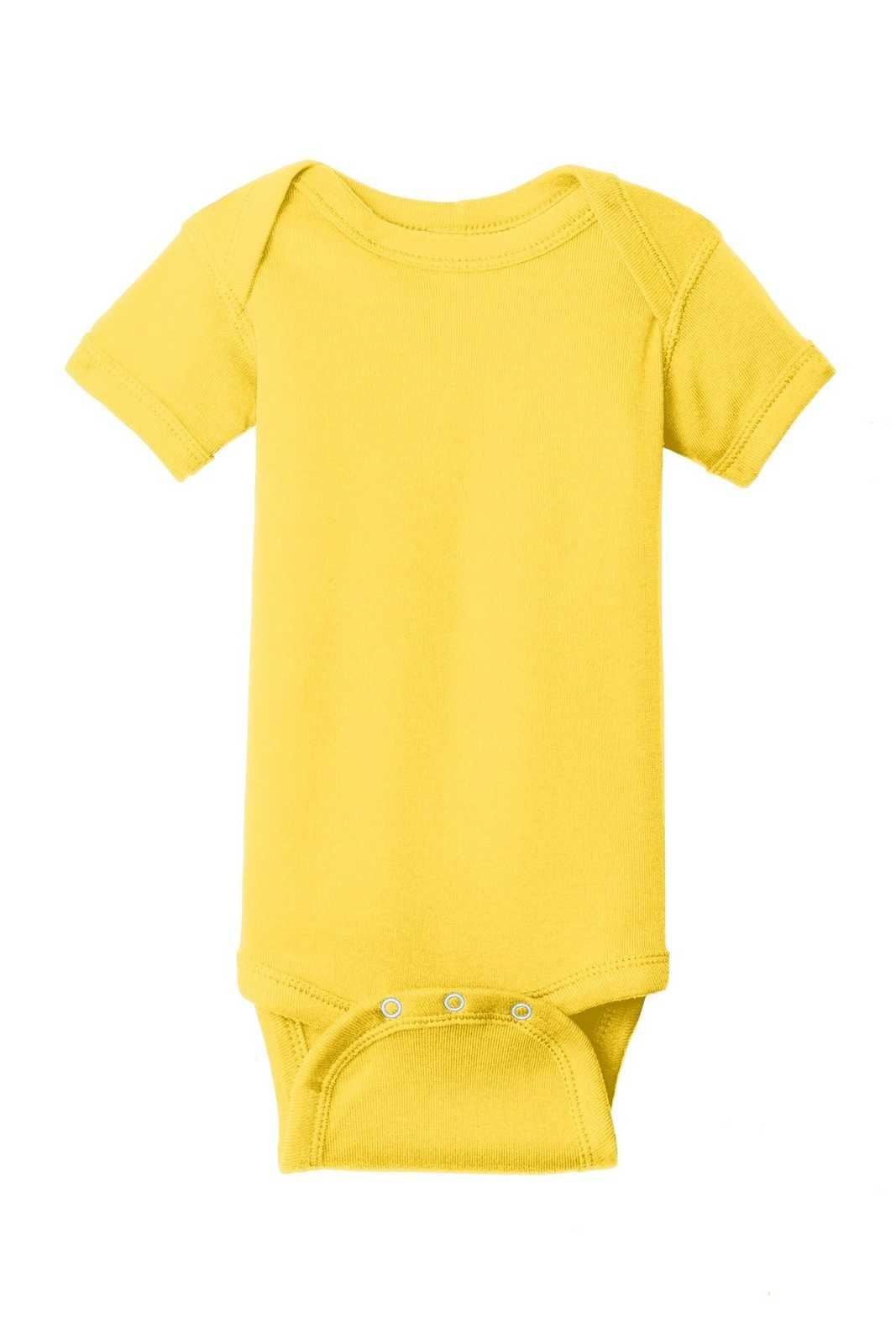 Rabbit Skins 4400 Infant Short Sleeve Baby Rib Bodysuit - Yellow - HIT a Double