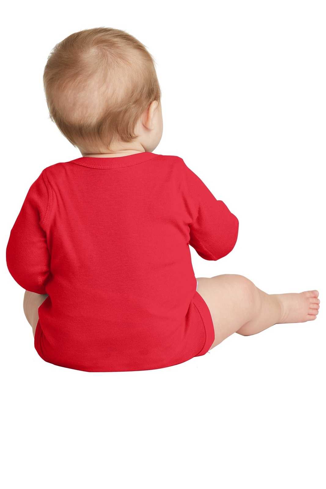 Rabbit Skins 4411 Infant Long Sleeve Baby Rib Bodysuit - Red - HIT a Double