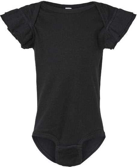 Rabbit Skins 4439 Infant Flutter Sleeve Baby Rib Bodysuit - Black&quot; - &quot;HIT a Double