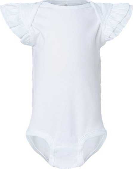 Rabbit Skins 4439 Infant Flutter Sleeve Baby Rib Bodysuit - White" - "HIT a Double