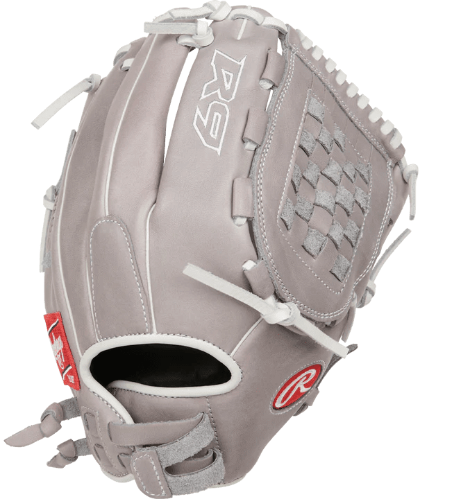 Rawlings R9 12.00&quot; Fastpitch Infield Pitcher Glove R9SB120FS-18G - Gray White - HIT a Double - 1