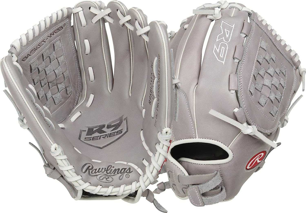 Rawlings R9 12.50&quot; Fastpitch Fingershift Infield Pitcher Glove R9SB125FS-3G - Gray White - HIT a Double - 3
