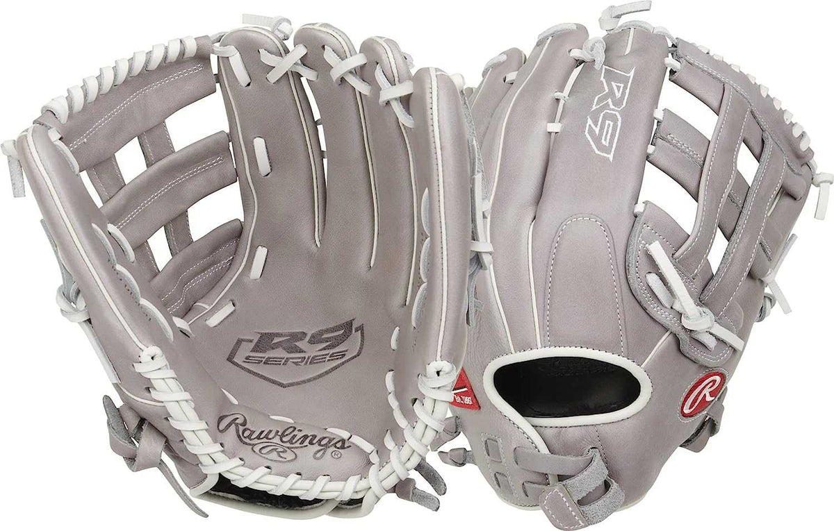 Rawlings R9 13.00&quot; Fastpitch Utility Glove R9SB130-6G - Gray White - HIT a Double - 3
