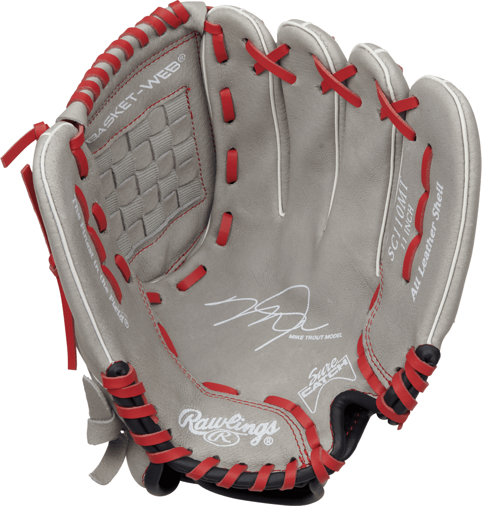 Rawlings Sure Catch 11.00&quot; Mike Trout Youth Utility Glove SC110MT - Gray Orange - HIT a Double