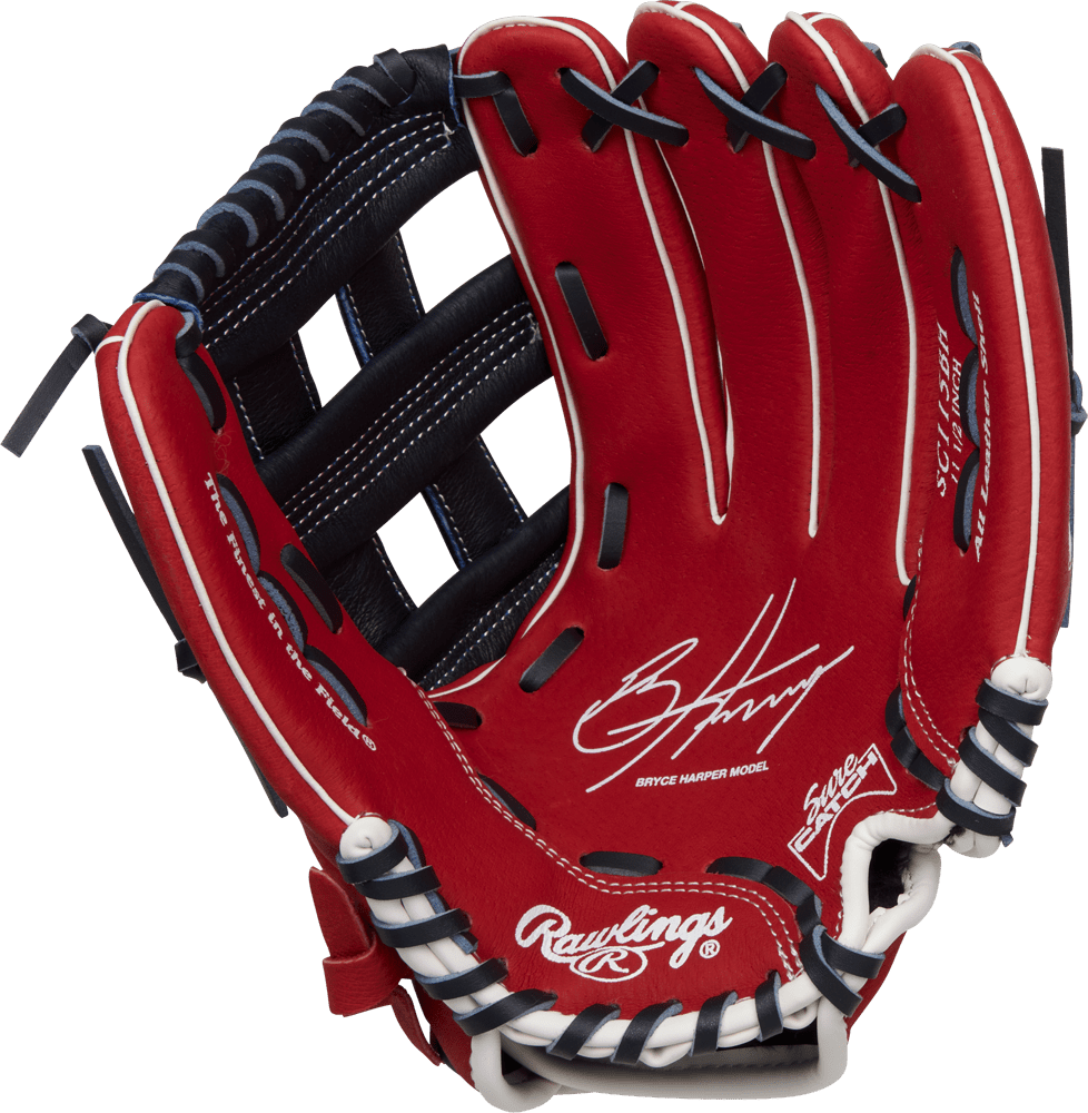 Rawlings Sure Catch 11.50" Bryce Harper Youth Utility Glove SC115BH - Red Black - HIT a Double