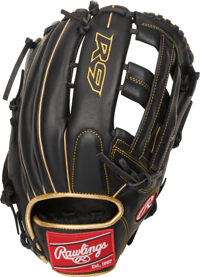 Rawlings 2021 R9 Series 12.75&quot; Outfield Glove R93029-6BG - Black Gold - HIT A Double