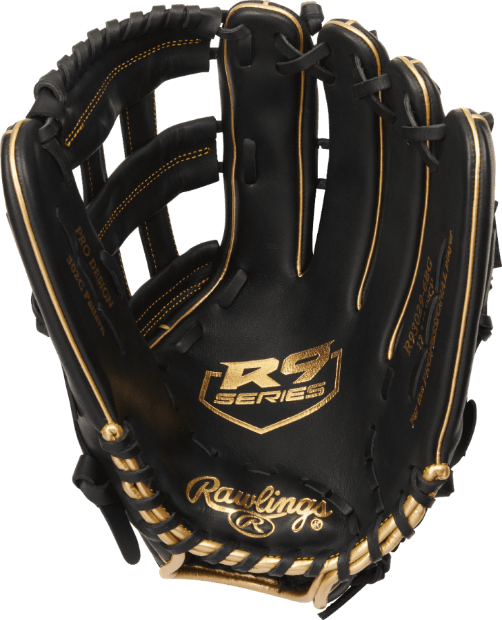 Rawlings 2021 R9 Series 12.75&quot; Outfield Glove R93029-6BG - Black Gold - HIT A Double