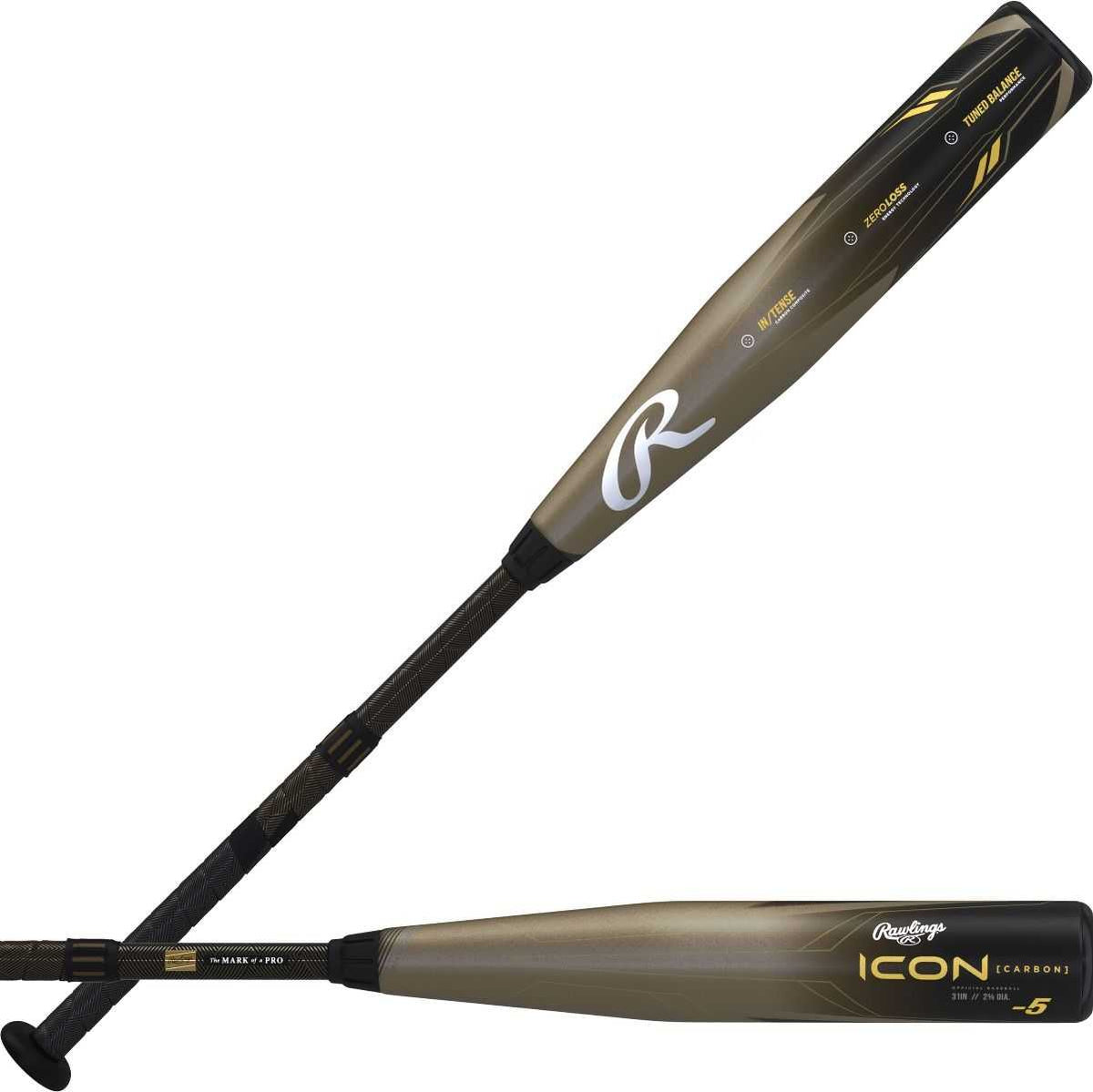 Rawlings 2023 Icon (-5) USSSA Bat RUS3I5 - Black Gold - HIT a Double