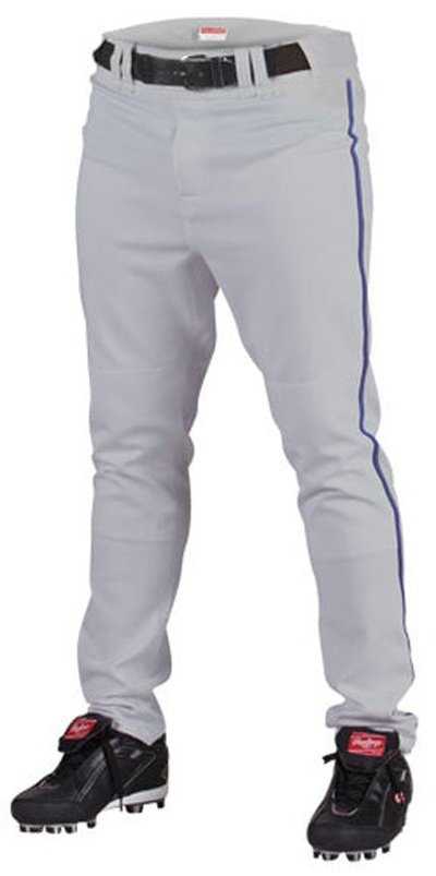 Rawlings Adult Semi-Relaxed Piped Baseball Pants - Gray Navy - HIT a Double - 1