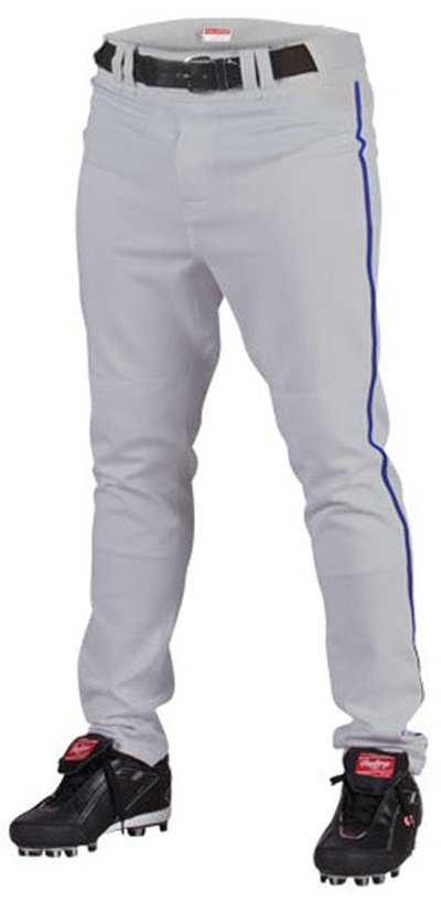 Rawlings Adult Semi-Relaxed Piped Baseball Pants - Gray Royal - HIT a Double - 1