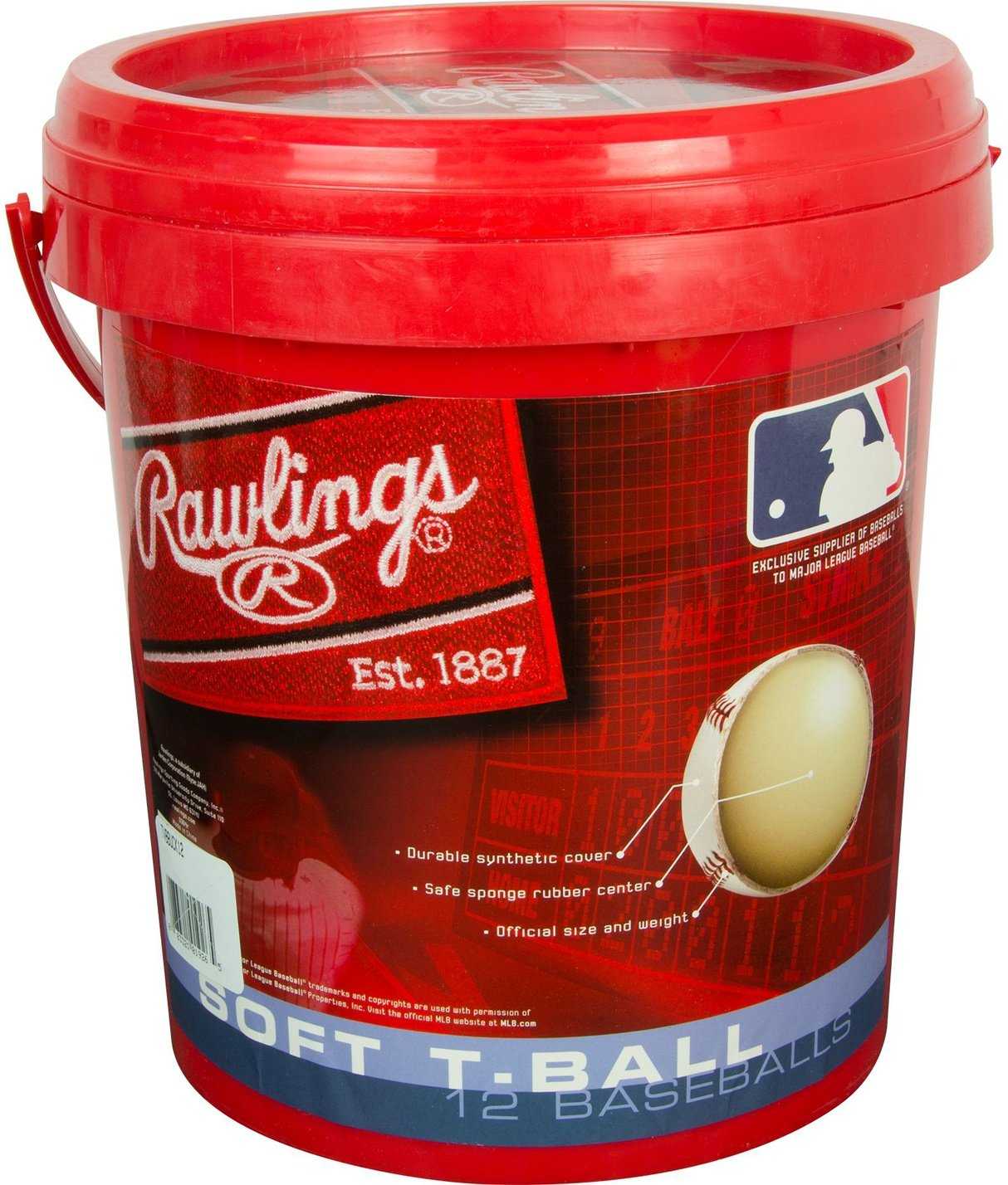 Rawlings Bucket of 12 T-Balls - 1 dozen balls - HIT a Double
