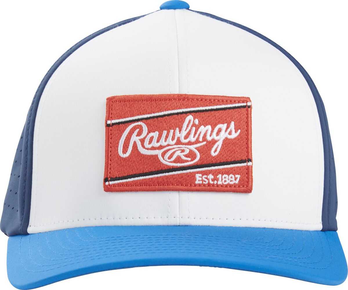 Rawlings Flex Fit Laser Cut Vented Hat RSGVH-W/N - White Navy - HIT a Double - 3