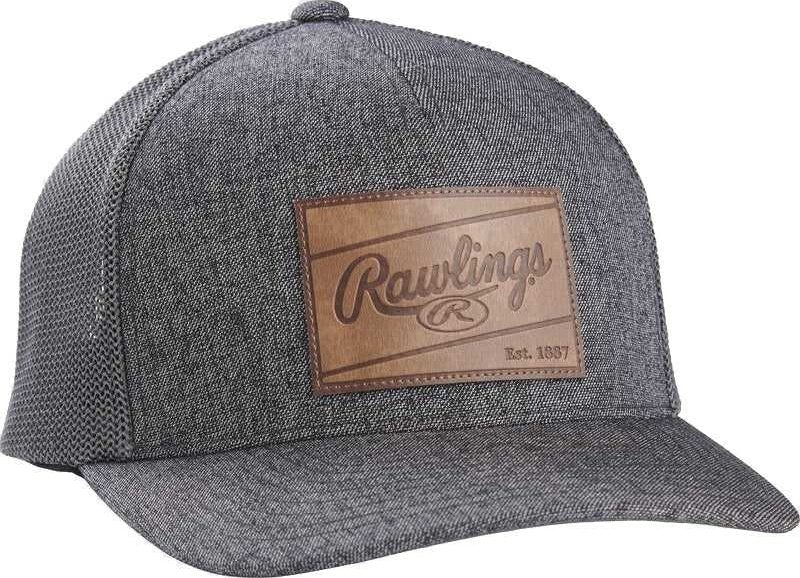 Rawlings Leather Patch Gray Snapback Hat: RSGLPH-GR - HIT a Double - 1