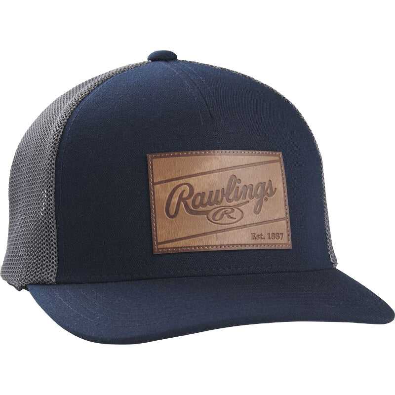 Rawlings Leather Patch Navy Snapback Hat: RSGLPH-N - HIT a Double - 1