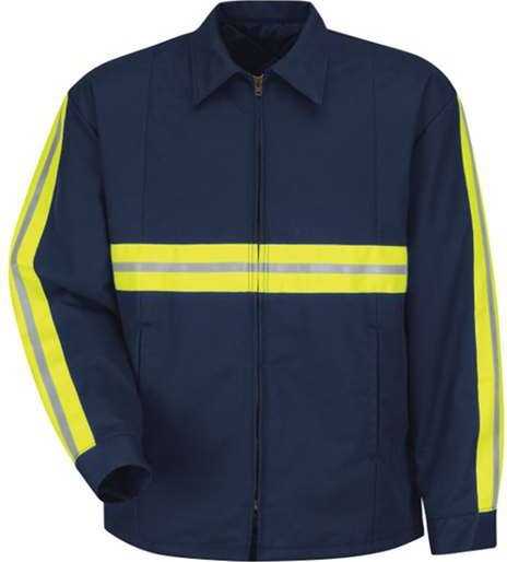 Red Kap JT50ENL Enhanced Visibility Perma-Lined Panel Jacket - Long Sizes - Navy - HIT a Double - 1