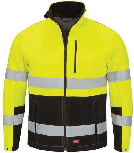 Red Kap JY34 Hi-Visibility Soft Shell Jacket - Fluorescent Yellow/ Black - HIT a Double - 1
