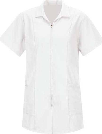 Red Kap KP43 Women&#39;s Zip Front Smock - White - HIT a Double - 1