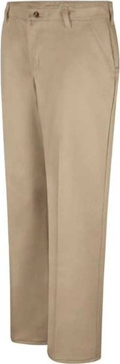Red Kap PC45EXT Women's Plain Front Cotton Pants Additional Sizes - Khaki - Unhemmed - HIT a Double - 1