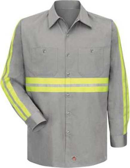 Red Kap SC30EL Enhanced Visibility Cotton Work Shirt Long Sizes - GY-Gray - HIT a Double - 1