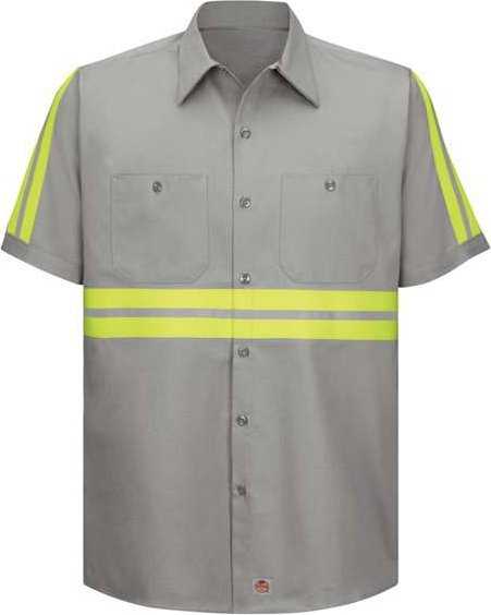 Red Kap SC40EL Enhanced Visibility Short Sleeve Cotton Work Shirt Long Sizes - Gray - HIT a Double - 1