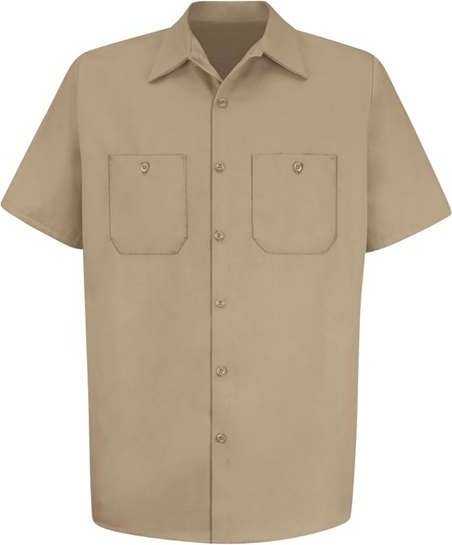 Red Kap SC40L Short Sleeve Uniform Shirt Tall Sizes - Khaki - HIT a Double - 1