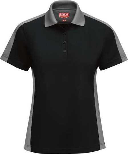 Red Kap SK53 Women&#39;s Short Sleeve Performance Knit Two-Tone Polo - Black/ Charcoal - HIT a Double - 1