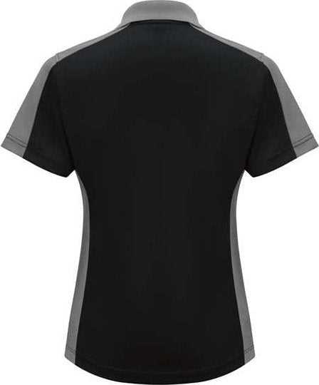 Red Kap SK53 Women's Short Sleeve Performance Knit Two-Tone Polo - Black/ Charcoal - HIT a Double - 1