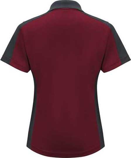 Red Kap SK53 Women&#39;s Short Sleeve Performance Knit Two-Tone Polo - Burgundy/ Charcoal - HIT a Double - 2