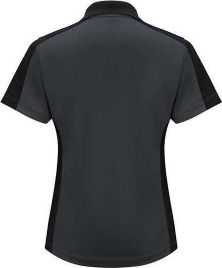 Red Kap SK53 Women's Short Sleeve Performance Knit Two-Tone Polo - Charcoal/ Black - HIT a Double - 1