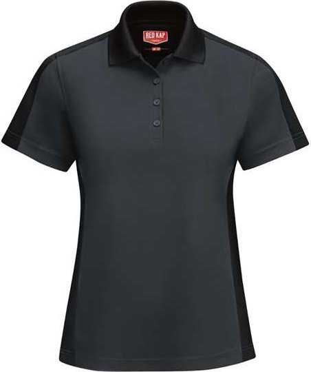 Red Kap SK53 Women&#39;s Short Sleeve Performance Knit Two-Tone Polo - Charcoal/ Black - HIT a Double - 1