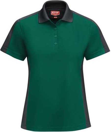Red Kap SK53 Women&#39;s Short Sleeve Performance Knit Two-Tone Polo - Hunter Green/ Charcoal - HIT a Double - 1