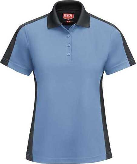 Red Kap SK53 Women's Short Sleeve Performance Knit Two-Tone Polo - Medium Blue/ Charcoal - HIT a Double - 1
