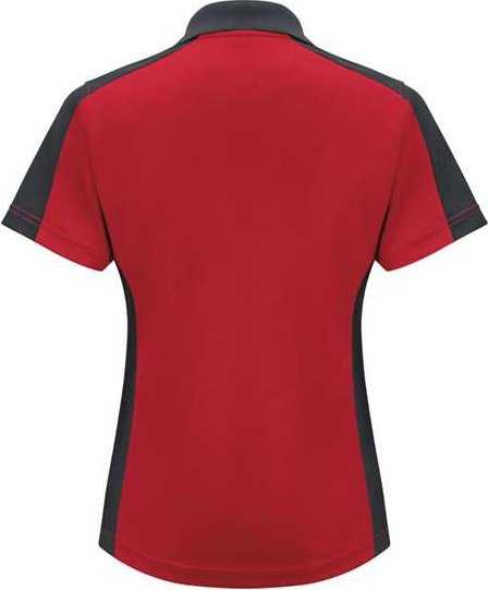 Red Kap SK53 Women's Short Sleeve Performance Knit Two-Tone Polo - Red/ Charcoal - HIT a Double - 1