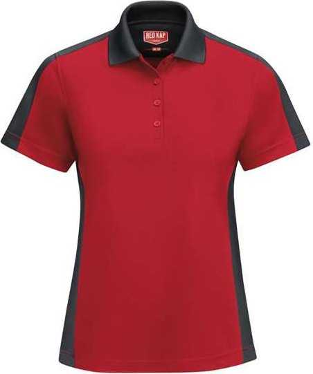 Red Kap SK53 Women&#39;s Short Sleeve Performance Knit Two-Tone Polo - Red/ Charcoal - HIT a Double - 1