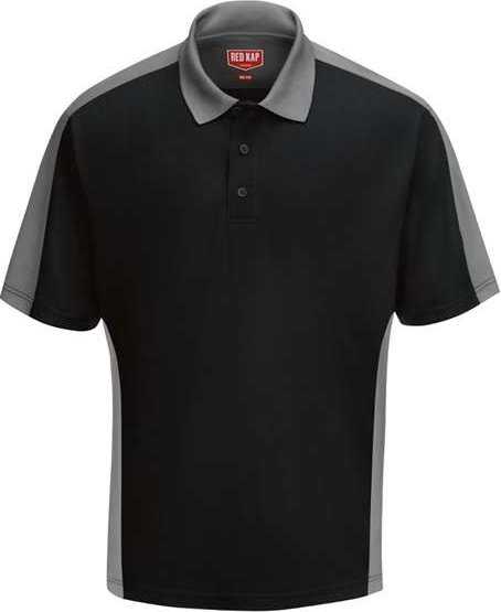 Red Kap SK54 Short Sleeve Performance Knit Two Tone Polo - Black/ Charcoal - HIT a Double - 1