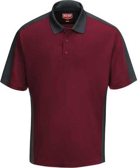 Red Kap SK54 Short Sleeve Performance Knit Two Tone Polo - Burgundy/ Charcoal - HIT a Double - 1