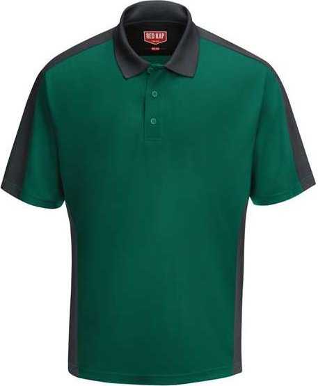Red Kap SK54 Short Sleeve Performance Knit Two Tone Polo - Hunter Green/ Charcoal - HIT a Double - 1