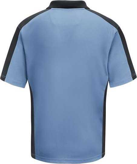 Red Kap SK54 Short Sleeve Performance Knit Two Tone Polo - Medium Blue/ Charcoal - HIT a Double - 2