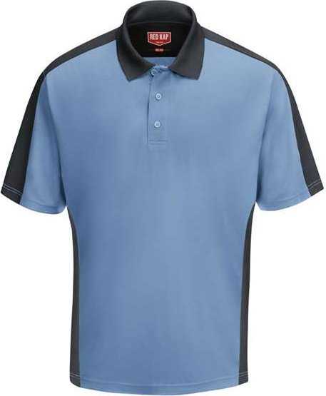 Red Kap SK54 Short Sleeve Performance Knit Two Tone Polo - Medium Blue/ Charcoal - HIT a Double - 1