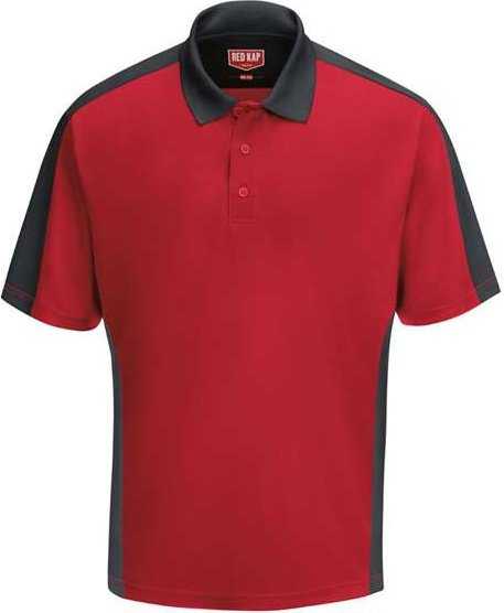 Red Kap SK54 Short Sleeve Performance Knit Two Tone Polo - Red/ Charcoal - HIT a Double - 1