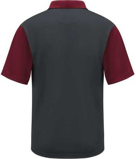 Red Kap SK56 Short Sleeve Performance Knit Color-Block Polo - Charcoal/ Burgundy - HIT a Double - 2