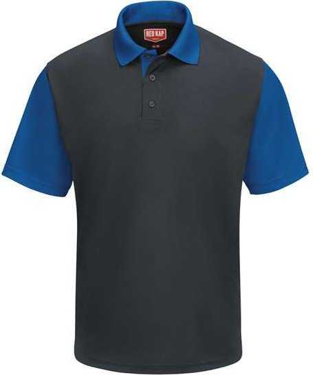 Red Kap SK56 Short Sleeve Performance Knit Color-Block Polo - Charcoal/ Royal - HIT a Double - 1