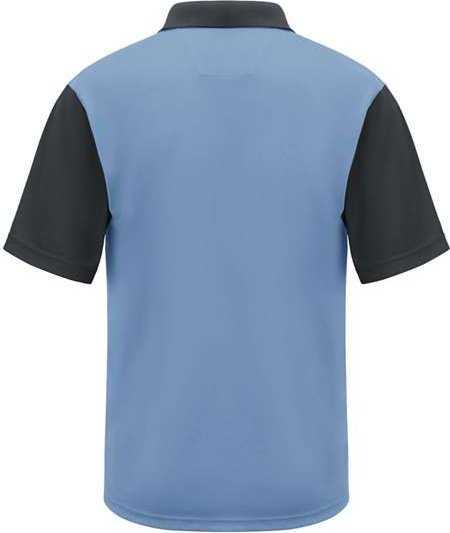 Red Kap SK56 Short Sleeve Performance Knit Color-Block Polo - Medium Blue/ Charcoal - HIT a Double - 2
