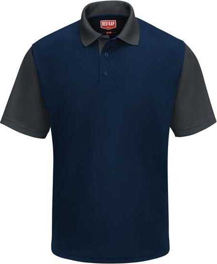 Red Kap SK56 Short Sleeve Performance Knit Color-Block Polo - Navy/ Charcoal - HIT a Double - 1