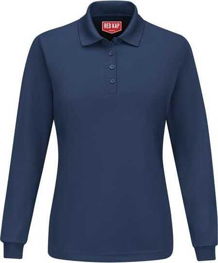 Red Kap SK7L Women's Long Sleeve Performance Knit Polo - Navy - HIT a Double - 1