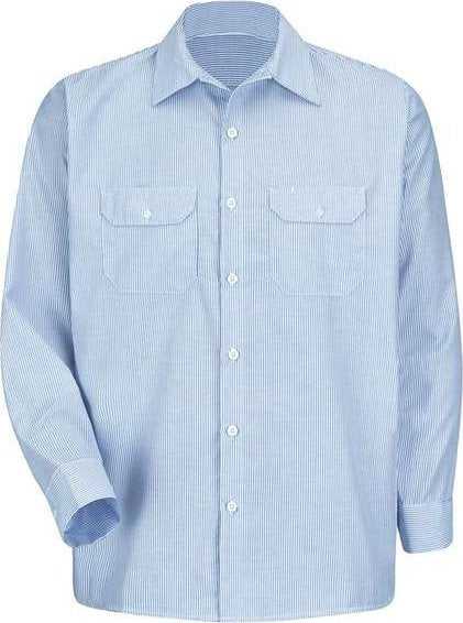 Red Kap SL50 Deluxe Long Sleeve Uniform Shirt - White/ Blue Pinstripe - HIT a Double - 1