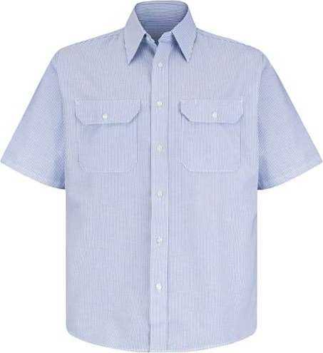Red Kap SL60L Deluxe Short Sleeve Uniform Shirt Long Sizes - White/ Blue Pinstripe - HIT a Double - 1