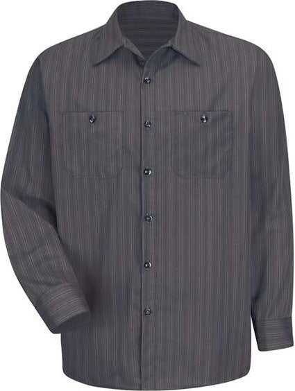 Red Kap SP10 Premium Long Sleeve Work Shirt - Charcoal/ Blue/ White Stripe - HIT a Double - 1