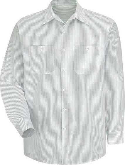 Red Kap SP10 Premium Long Sleeve Work Shirt - GW-White/ Green Stripe - HIT a Double - 1